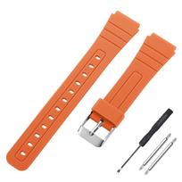18 mm silikoninis laikrodžio dirželis Casio F91W W-800H SGW400 F91W F84 F105/108 A158/168 AE1200/1300 laikrodžiui, minkštos vyriškos apyrankės 18mm&Silver Buckle orange