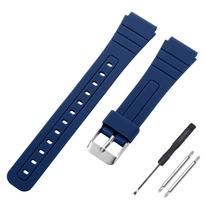 18 mm silikoninis laikrodžio dirželis Casio F91W W-800H SGW400 F91W F84 F105/108 A158/168 AE1200/1300 laikrodžiui, minkštos vyriškos apyrankės 18mm&Silver Buckle mėlyna