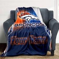 Name Custom Denver Broncos Logo Print Flannel Blanket High Quality Warm Comfortable Cover for All Seasons Perfect for Gifts Home Decor 80cm x 120cm gray