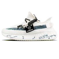 Adidas Originals Yeezy Boost 350 V2 Slip Resistant Abrasion Resistant Low top Casual Shoes Unisex White Blue HQ6316(Team373-) 39⅓ white