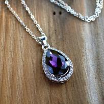Huitan Waterdrop Purple Zircon Crystal Pendant Pendant Necklace Wedding Occasion Gathering Wedding Occasion Anniversary Gathering Gathering 45cm gray
