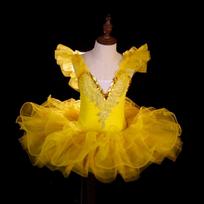 New Girls Ballet Tutu Fluffy Gauze Dress Kids Little Swan Performance Costume 160 geltona