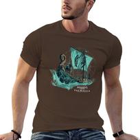Assassins Creed Valhalla Long Boat Tshirt Cotton Graphic Tees Baggy Shirts Unisex T Shirt 4XL black