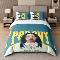 3 dalių patalynės komplektas, Billie Eilish 1 antklodės užvalkalas ir 2 pagalvių užvalkalai, Spausdinta patalynės dekoracija svečių kambariui 135cmx200cm