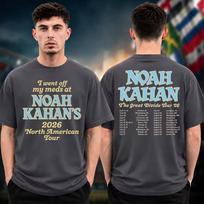 I Went Off My Meds At Noah Kahan's 2026 North American Tour Merch Tshirt 100%Cotton Men's Women's Y2k Popular Oversized Tshirt M gray