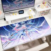 Anime Pink Girl Mouse Pads HD Printing Wuthering Waves Aemeath Mouse Pad Gaming Mouse Pad Table Pads Large 900x400 Desktop Mats 600x300x2mm gray