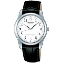 SEIKO SELECTION SCXP033 Men's/Unisex Watch, Quartz, 35mm, White Dial, Leather Band gray