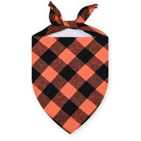 Plaid Fashion Pet Bandana: Dirt-Resistant Bib for Cats & Dogs Small oranžinė