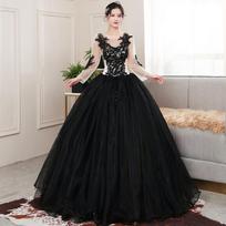 New double shoulder 1011 stage folk song solo art test performance costume annual meeting host evening dress fluffy skirt woman XL