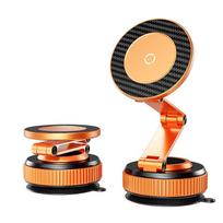 Magnetic Car Phone Holder With 360 Rotation Metal 4-Axis Vacuum Suction Mount Dashboard Navigation K100B Orange beige