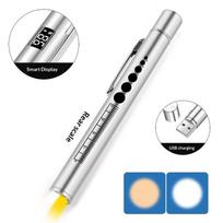 Dual Light Source Pupil Pen Oral Penlight Led Flashlight With Digital Display Screen Mini Medical Handy Usb Rechargeable 2 sidabras