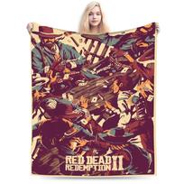 Red Dead Redemption 2 Flannel Blanket  Warm Throw Blanket for Couch Chair Travel Office Fashion Bedspread Sofa Bed Cover 30x40in beige