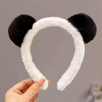 Cute Panda Hua Hua Plush Headband for Kids - Internet Celebrity Style Face Washing and Travel Hair Accessory. white