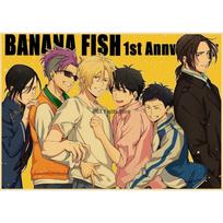 Japonijos anime bananų žuvies plakatai ir spaudiniai Sienų dekoro Kraftpopieriaus animacinių filmų piešimas gyvenamajam kambariui namų dekoro lipdukai 30x21cm