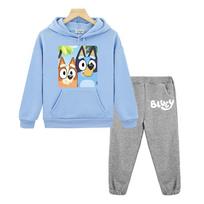 Bluey šuns anime džemperis su gobtuvu Vilnonis džemperis Kawaii gobtuviniai komplektai berniukui mergaitei Ruduo Ilgomis rankovėmis Drabužiai Puloveris vaikiški butiko drabužiai 160 white