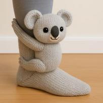 3D megztos gyvūnų grindinės kojinės Naujoviškos rankų darbo nertos šiltos kojinės Kubinis tinginys Koala Panda gray