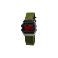 CASIO Custom Collection Quartz Movement Nylon Strap Watch Men's Watches Black Dial A158WA-1 Green Strap Red Dial black