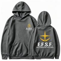 Gundam EFSF Hooded Sweatshirt, Unisex for Men Women Anime Graphic Hoodie Streetwear Loose Pullover Autumn Winter Tops XL black