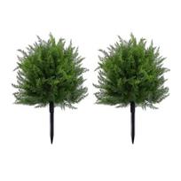 Dirbtinio kedro formos medeliai su smaigaliu, UV spinduliams atsparūs netikri kiparisai, netikri visžaliai krūmai, skirti priekinei verandoje, sodui, kiemui, laukui 2pcs black