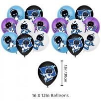 Kosminio roboto tema: Gimtadienio šventės dekoracijos: Vėliavėlė, Torto papuošimai ir Balionų rinkinys balloons 16pcs blue