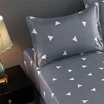 Vibrant Floral Print Fitted Sheet Set With High-density Weaving For Soft And Comfortable Sleep 1Pcs Triangle  Pillowcase,45*72cm/17.72*28.35in gray