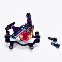 ZOOM Bicycle Hydraulic Disc Brake MTB Mountain Road Bike Bicycle Hydraulic Oil Line Pulling Disc Brake XTECH HB100 Front & Rear Rainbow Rear