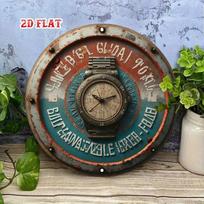 Vintage Steampunk 7.87in Round Metal Wall Clock, Rustic Industrial Gear Sign for Home gray
