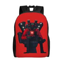 Skibidi Toilets Backpack Funny Speaker Man Novelty Backpacks Women Men Travel Lightweight School Bags Design Rucksack One Size red