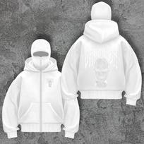 Rudens/Žiemos Gatvės Hoodis Juodas Ninja Unisex Dviguba Kepurė Su Kaukės Užtrauktuku Džemperis Striukė S gray