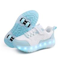 Vaikams LED sportbačiai su USB įkrovimu, šviečiantys batai, lauko sportui, riedučiai, vaikiški keturių ratų, berniukų, mergaičių, laisvalaikio batai, šviečiantys 30 white