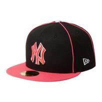 New Era MLB two-color design polyester fiber baseball cap, same style for men and women, color Black/Coral Asian Version 7 3/8 juoda