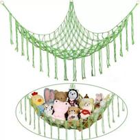 Boho žaislų hamakai Sienos kampo kabinamas laikymo tinklas Austas kutų organizatorius Tinklelis Miegamojo, vaikų darželio, žaidimų kambario žaislų laikymui Green with hook beige