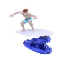 Shaking Surfer Car Dashboard Ornament, Cute Surfing Guy Figurine with Wave Base for Car Interior Decor white