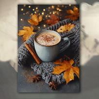 2D Flat, 1pc Autumn Spice Latte Canvas Poster - Fall Kitchen, Living Room, Office Decor - Coffee Lover Gift with - Easy Hanging 30X40CM No Framed gray