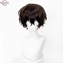 High Quality Dazai Osamu Cosplay Anime Cosplay Short Brown Heat Resistant Synthetic Hair Anime Role Play Wigs + Wig Cap black