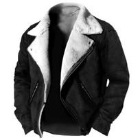 Men's Plus Size Solid Color Winter Casual Zipper Lapel Jacket XXL juoda
