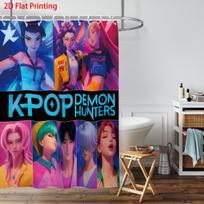 1Pc K-Pop Demon Hunters Printed Waterproof Shower Curtain Privacy Hanging Curtain With 12 Hooks Multiple Sizes Machine Washable 120*180cm black