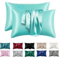 2pcs Satin Silk Pillowcase for Hair and Skin, Coral Pillow Cases Standard Size Set of  Super Soft Pillow Case 50x66cm tamsiai pilka spalva