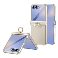 Samsung Galaxy Z Flip 8 Case, Ring Holder Kickstand, with Glass for External Screen, Gold