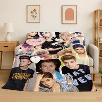 3D Justin Singer Žvaigždės Flanelinis pledas Minkštas šiltas pledas Miegamajam Svetainei Lovai Kelionei Stovyklavimui Iškylai Dovana 75x90cm black