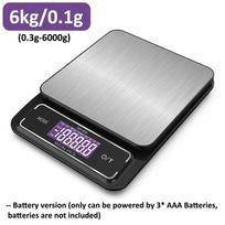 6kg/0.1g 10kg/1g Digital Electronic Kitchen Scale LCD Display Fully Waterproof Stainless Steel Measuring Weighing Baking Tool gray