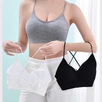 Thickened chest pads Spice girls beautiful back suspenders tube top underwear girls chest wrapping sexy cross vest small breasts show big bra One size fits all 1.3cm ( 40-60kg ) gray