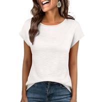 Women's Elegant Lightweight Satin Short-Sleeve T-Shirt Top S balta