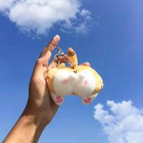 Cute Peach Butt Corgi Butt Small Doll Pendant Plush Pendant Butt Doll Keychain Bag Pendant Color beige