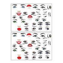 1/2 lapo veido išraiškos lipdukas, vandeniui atsparus PVC, lipnus, „pasidaryk pats“ amatai, moterų veido bruožų, akių, antakių, burnos, nosies dekoravimo lipdukas 2pcs gray