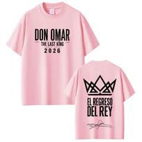 Reperis Don Omar Paskutinio Karaliaus Turas 2026 Spausdinti Marškinėliai Unisex Unisex Mados Marškinėliai Trumpomis Rankovėmis Laisvalaikio Medvilniniai Laisvi Marškinėliai Viršutiniai Drabužiai 2XL pink