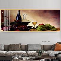 Šiuolaikinės prabangios drobės tapyba Vyno stiklas Burlaivis Dekoratyviniai paveikslai Sienų menas Kinų auksas Svetainės miegamojo dekoras Cuadros 60cm×150cm NoFrame black
