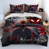 3D Anime Bleach Japan Cartoon Comforter Bedding Set,Duvet Cover Bed Set Quilt Cover Pillowcase,King Queen Size Bedding Set kids EU Single 135*200cm/53x79in 3pcs gray