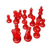 16PCS Chess Pieces Only Chessman Set 1.93 Inch King Height Easy Identification for Chess Enthusiasts Transparent Red red