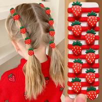10pcs Multi- Strawberry Hair Ties Set Cute Design Girls Hair Accessories Enhances Daily Festive Styling Sweet Gift brown